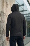 Оптом Ветровка мужская софтшелл виндстоппер с капюшоном спортивная черного цвета 9613_2Ch, фото 3