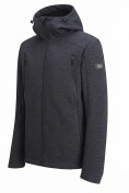 Оптом Ветровка мужская софтшелл виндстоппер с капюшоном спортивная темно-синего цвета 9613_2TS, фото 2
