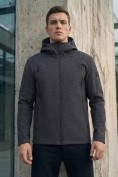 Оптом Ветровка мужская софтшелл виндстоппер с капюшоном спортивная темно-синего цвета 9613_2TS, фото 7