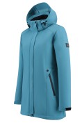 Оптом Парка женская софтшелл виндстоппер удлинённая с капюшоном бирюзового цвета 9614_1Br, фото 2