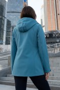 Оптом Парка женская софтшелл виндстоппер удлинённая с капюшоном бирюзового цвета 9614_1Br, фото 3