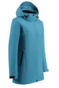 Оптом Парка женская софтшелл виндстоппер удлинённая с капюшоном бирюзового цвета 9614_1Br, фото 3