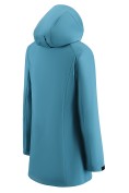 Оптом Парка женская софтшелл виндстоппер удлинённая с капюшоном бирюзового цвета 9614_1Br, фото 4