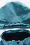 Оптом Парка женская софтшелл виндстоппер удлинённая с капюшоном бирюзового цвета 9614_1Br, фото 8
