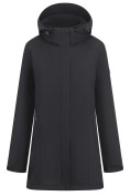 Оптом Парка женская софтшелл виндстоппер удлинённая с капюшоном черного цвета 9614_1Ch
