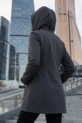 Оптом Парка женская софтшелл виндстоппер удлинённая с капюшоном черного цвета 9614_1Ch, фото 3