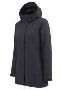 Оптом Парка женская софтшелл виндстоппер удлинённая с капюшоном черного цвета 9614_1Ch, фото 2