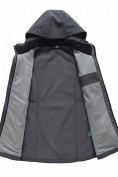 Оптом Парка женская софтшелл виндстоппер удлинённая с капюшоном черного цвета 9614_1Ch, фото 7