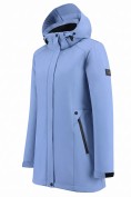 Оптом Парка женская софтшелл виндстоппер удлинённая с капюшоном голубого цвета 9614_1Gl, фото 2