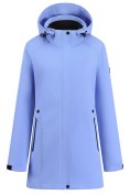 Оптом Парка женская софтшелл виндстоппер удлинённая с капюшоном голубого цвета 9614_1Gl