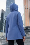 Оптом Парка женская софтшелл виндстоппер удлинённая с капюшоном голубого цвета 9614_1Gl, фото 2