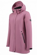 Оптом Парка женская софтшелл виндстоппер удлинённая с капюшоном малинового цвета 9614_1M, фото 2