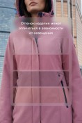 Оптом Парка женская софтшелл виндстоппер удлинённая с капюшоном малинового цвета 9614_1M, фото 4