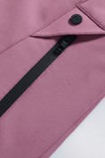 Оптом Парка женская софтшелл виндстоппер удлинённая с капюшоном малинового цвета 9614_1M, фото 9