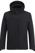 Оптом Ветровка мужская софтшелл виндстоппер с капюшоном спортивная черного цвета 9615_1Ch