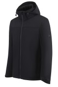 Оптом Ветровка мужская софтшелл виндстоппер с капюшоном спортивная черного цвета 9615_1Ch, фото 2