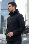 Оптом Ветровка мужская софтшелл виндстоппер с капюшоном спортивная черного цвета 9615_1Ch, фото 6