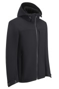 Оптом Ветровка мужская софтшелл виндстоппер с капюшоном спортивная черного цвета 9615_1Ch, фото 3