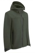Оптом Ветровка мужская софтшелл виндстоппер с капюшоном спортивная цвета хаки 9615_1Kh, фото 2