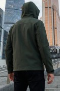 Оптом Ветровка мужская софтшелл виндстоппер с капюшоном спортивная цвета хаки 9615_1Kh, фото 2
