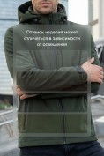 Оптом Ветровка мужская софтшелл виндстоппер с капюшоном спортивная цвета хаки 9615_1Kh, фото 7
