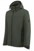 Оптом Ветровка мужская софтшелл виндстоппер с капюшоном спортивная цвета хаки 9615_1Kh, фото 3