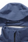 Оптом Ветровка мужская софтшелл виндстоппер с капюшоном спортивная синего цвета 9615_1S, фото 15