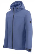 Оптом Ветровка мужская софтшелл виндстоппер с капюшоном спортивная синего цвета 9615_1S, фото 2