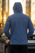 Оптом Ветровка мужская софтшелл виндстоппер с капюшоном спортивная синего цвета 9615_1S, фото 4