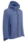 Оптом Ветровка мужская софтшелл виндстоппер с капюшоном спортивная синего цвета 9615_1S, фото 3