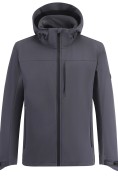 Оптом Ветровка мужская софтшелл виндстоппер с капюшоном спортивная темно-серого цвета 9615_1TC