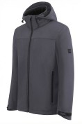 Оптом Ветровка мужская софтшелл виндстоппер с капюшоном спортивная темно-серого цвета 9615_1TC, фото 2