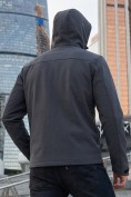 Оптом Ветровка мужская софтшелл виндстоппер с капюшоном спортивная темно-серого цвета 9615_1TC, фото 3