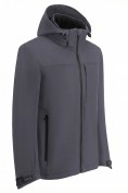 Оптом Ветровка мужская софтшелл виндстоппер с капюшоном спортивная темно-серого цвета 9615_1TC, фото 3
