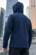 Оптом Ветровка мужская софтшелл виндстоппер с капюшоном спортивная темно-синего цвета 9615_1TS, фото 5