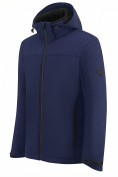 Оптом Ветровка мужская софтшелл виндстоппер с капюшоном спортивная темно-синего цвета 9615_1TS, фото 2