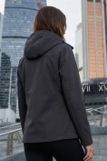 Оптом Ветровка женская софтшелл виндстоппер с капюшоном спортивная черного цвета 9616_1Ch, фото 2