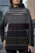 Оптом Ветровка женская софтшелл виндстоппер с капюшоном спортивная черного цвета 9616_1Ch, фото 4