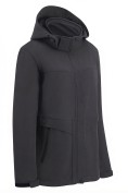 Оптом Ветровка женская софтшелл виндстоппер с капюшоном спортивная черного цвета 9616_1Ch, фото 3