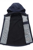 Оптом Ветровка женская софтшелл виндстоппер с капюшоном спортивная черного цвета 9616_1Ch, фото 7