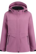 Оптом Ветровка женская софтшелл виндстоппер с капюшоном спортивная малинового цвета 9616_1M