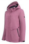 Оптом Ветровка женская софтшелл виндстоппер с капюшоном спортивная малинового цвета 9616_1M, фото 2