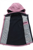 Оптом Ветровка женская софтшелл виндстоппер с капюшоном спортивная малинового цвета 9616_1M, фото 7