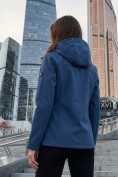 Оптом Ветровка женская софтшелл виндстоппер с капюшоном спортивная синего цвета 9616_1S, фото 3