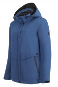 Оптом Ветровка женская софтшелл виндстоппер с капюшоном спортивная синего цвета 9616_1S, фото 2