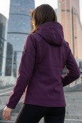 Оптом Ветровка женская софтшелл виндстоппер с капюшоном спортивная темно-фиолетового цвета 9616_1TF, фото 2
