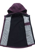 Оптом Ветровка женская софтшелл виндстоппер с капюшоном спортивная темно-фиолетового цвета 9616_1TF, фото 7