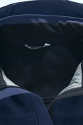 Оптом Ветровка женская софтшелл виндстоппер с капюшоном спортивная темно-синего цвета 9616_1TS, фото 14