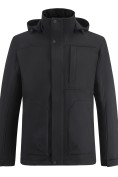 Оптом Ветровка мужская софтшелл виндстоппер с капюшоном спортивная черного цвета 9617_1Ch