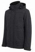 Оптом Ветровка мужская софтшелл виндстоппер с капюшоном спортивная черного цвета 9617_1Ch, фото 2